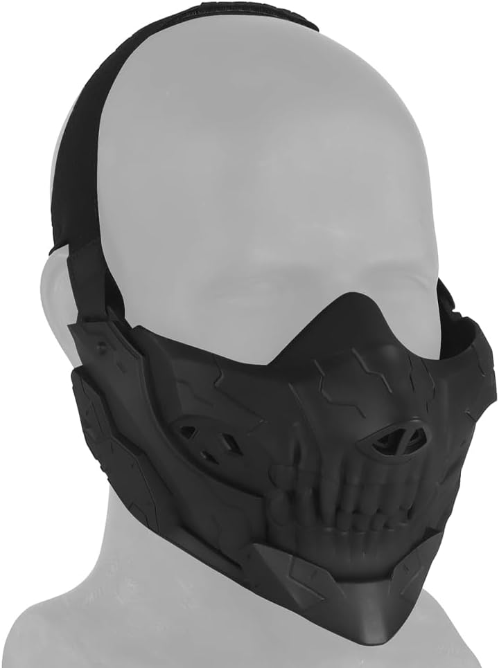 JFFCESTORE Tactical Airsoft Half Face Masks, Rebel Skull Airsoft Half Face Mask Airsoft Protective Masks for Cs War Game Halloween Party - Image 4